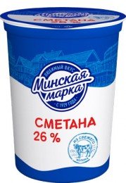 Сметана "Минская марка" 26% пласт. стакан 380гр   