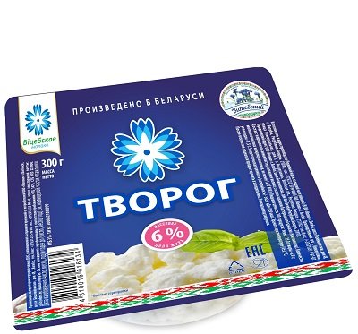 Творог "Витебск" под вакуумом 6% 300г 1*8