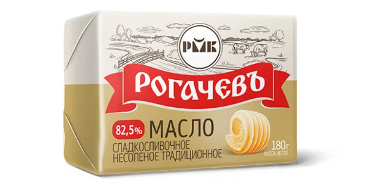 Масло "Рогачев" традиционное сливочное 82,5% 180гр  