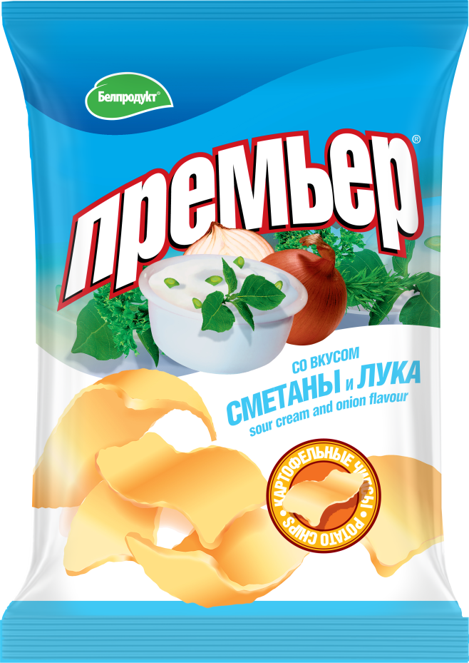 Чипсы картофельные "Премьер" 70г со вкусом сметаны и лука