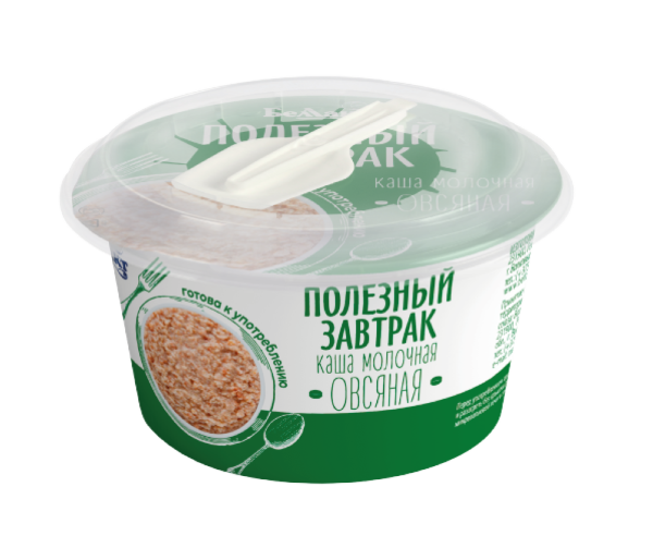 Каша молочная термизир. Овсяная "Полезный завтрак" 3,0% стакан с ложкой 150г 1*12 БЕЛЛАКТ №2757