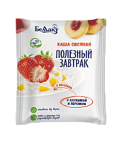 Каша сухая быстрого приготовления ОВСЯНАЯ с молоком "Клубника Персик" пленка 30г 1*25 БЕЛЛАКТ №3945