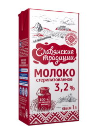 Молоко "Славянские традиции" стерилизованное 3,2% ТБА Б/К 1л 1*12