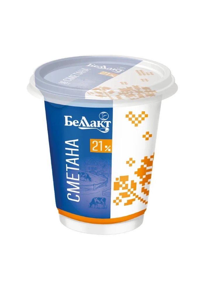 Сметана 21% стакан 380г 1*12 БЕЛЛАКТ №3693