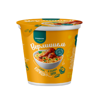 Вермишель со вкусом курицы не требующая варки 55гр стакан 1*16 (832)