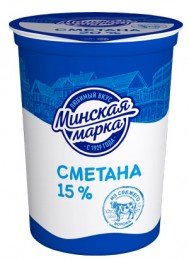 Сметана "Минская марка" 15% стакан 380гр 