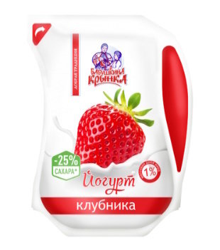 Йогурт Ecоlean с фруктовым наполнителем "Клубника" 1% 800г 1*8(ТМ "Бабушкина крынка")