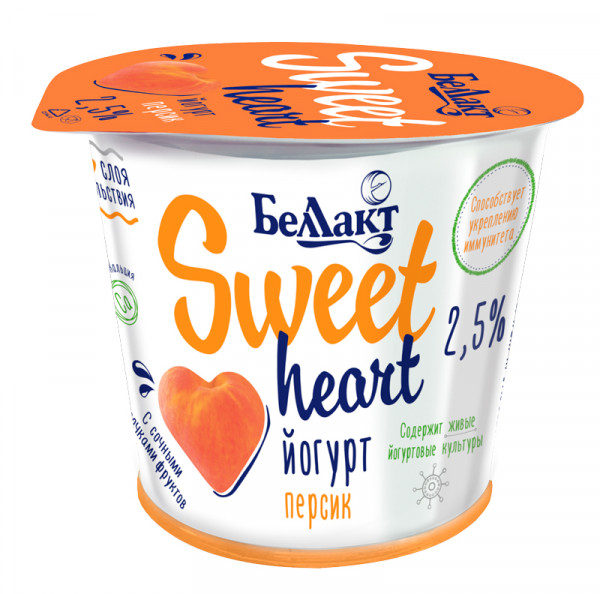 Йогурт "Персик" 2,5% стакан 150г 1*15 БЕЛЛАКТ №3158