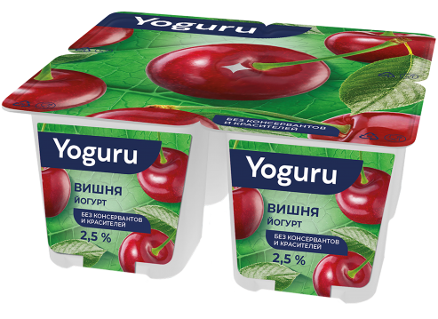 Йогурт "YOGURU" 2,5% стакан 125гр вишня "ММЗ№1" 