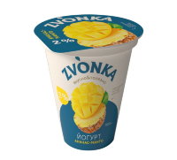 Йогурт стакан с фруктовым наполнителем "Ананас-манго" 2,0% 310г 1*12 (ТМ "Zvonka")