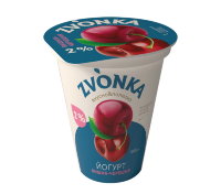 Йогурт стакан с фруктовым наполнителем "Вишня-черешня" 2,0% 310г 1*12 (ТМ "Zvonka") 