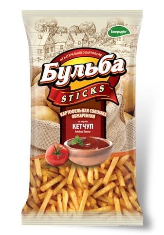 Соломка из цельного картофеля  обжаренная "Бульба stiсks" со вкусом кетчупа 75 г 