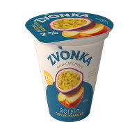 Йогурт стакан с фруктовым наполнителем "Персик-маракуйя" 2,0% 310г 1*12 (ТМ "Zvonka")  1 1