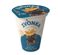 Йогурт стакан с фруктовым наполнителем "Чернослив-злаки" 2,0% 310г 1*12 (ТМ "Zvonka")  