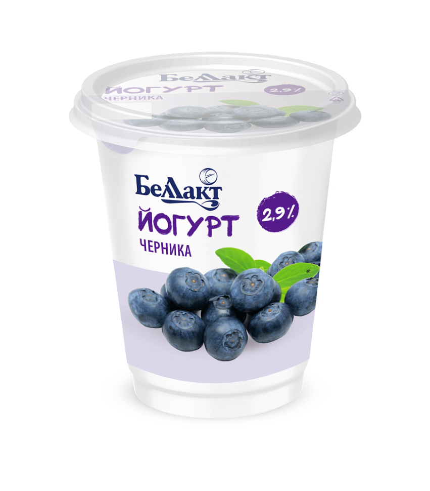 Йогурт с фрукт. наполн. ЧЕРНИКА 2,9% стакан 380г 1*12 БЕЛЛАКТ №3750