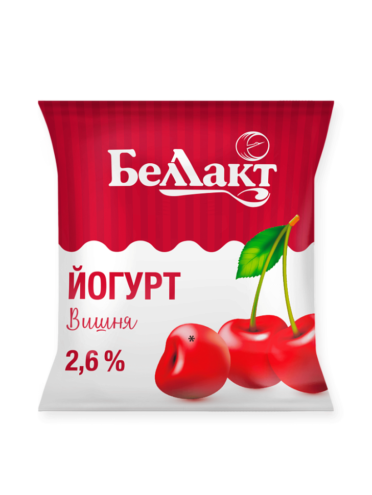 Йогурт сладкий "Вишня" 2,6% пленка 400г 1*10 БЕЛЛАКТ №3759