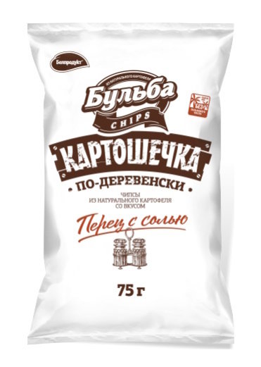 Чипсы из сырого картофеля "Картошечка" со вкусом перца и соли  75г 