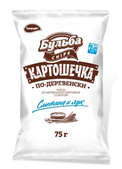 Чипсы из сырого картофеля "Картошечка" со вкусом сметаны и лука 75г 
