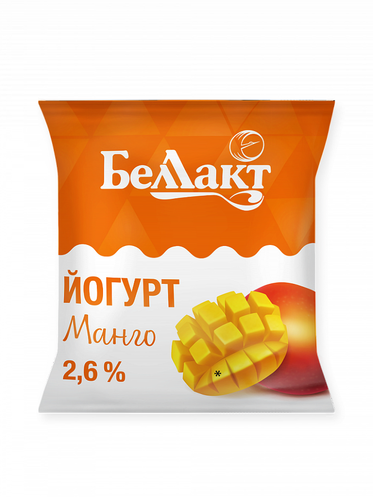 Йогурт сладкий "Манго" 2,6% пленка 400г 1*10 БЕЛЛАКТ №3760